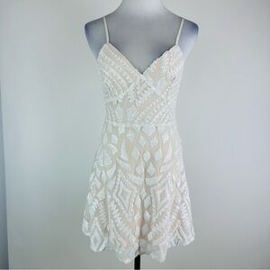 superdown White and Cream Mini Dress